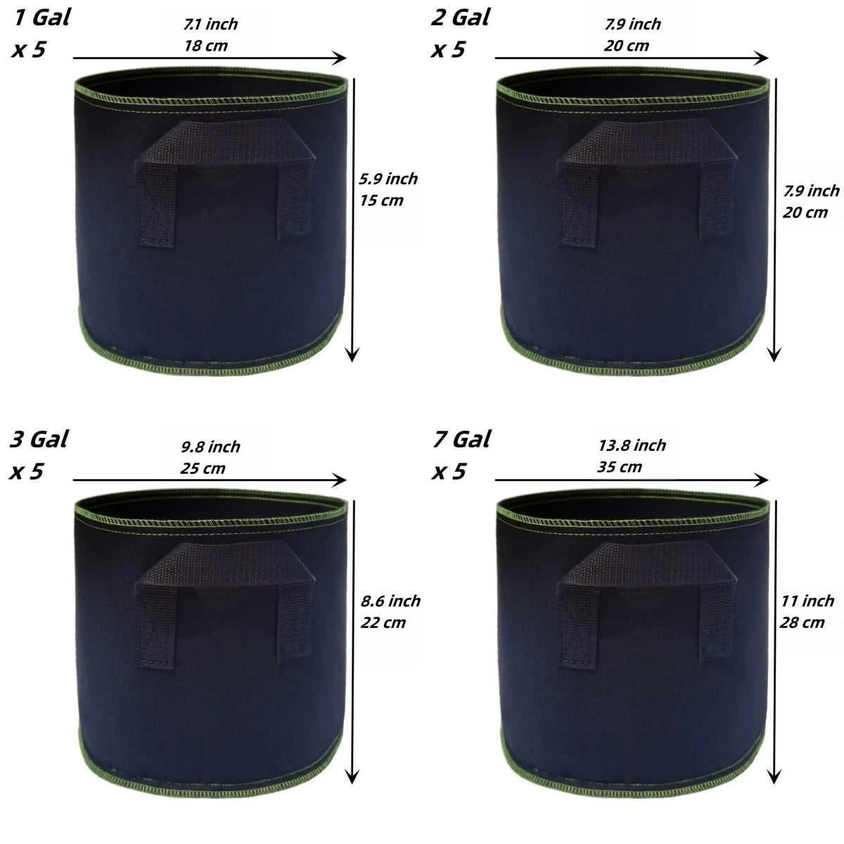 Garden Grow Bags - 5 Pack