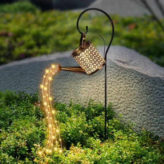 Solar Watering Can Waterfall Lamp