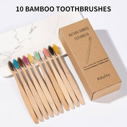 10Pcs Eco Friendly Bamboo Toothbrushes