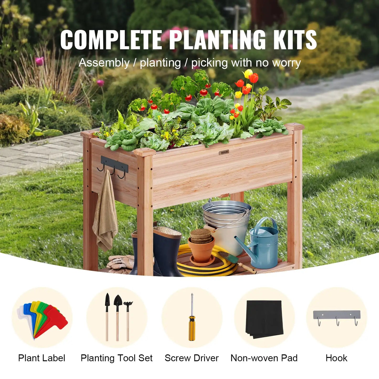 Raised Garden Bed with Tools