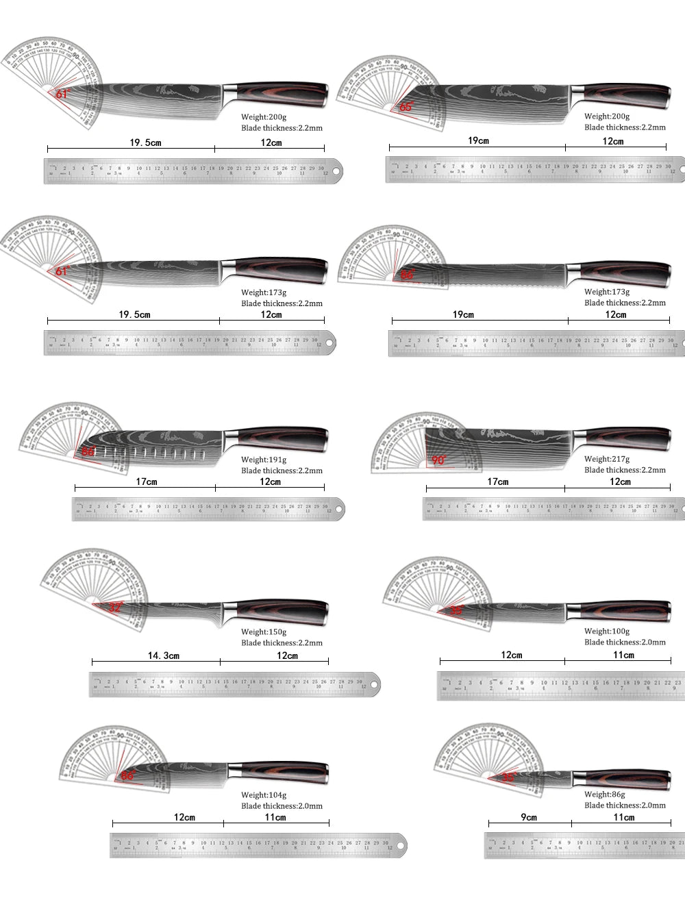 XITUO High Carbon Chef Knife Set